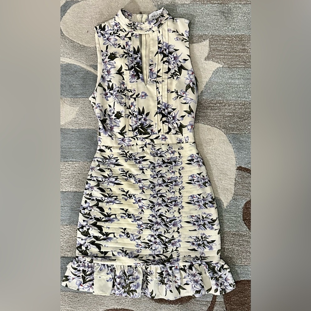Rare Hello Molly Endless Laughter Pleated Mini Dress in Lavender Florals ZB9 - Picture 4 of 6